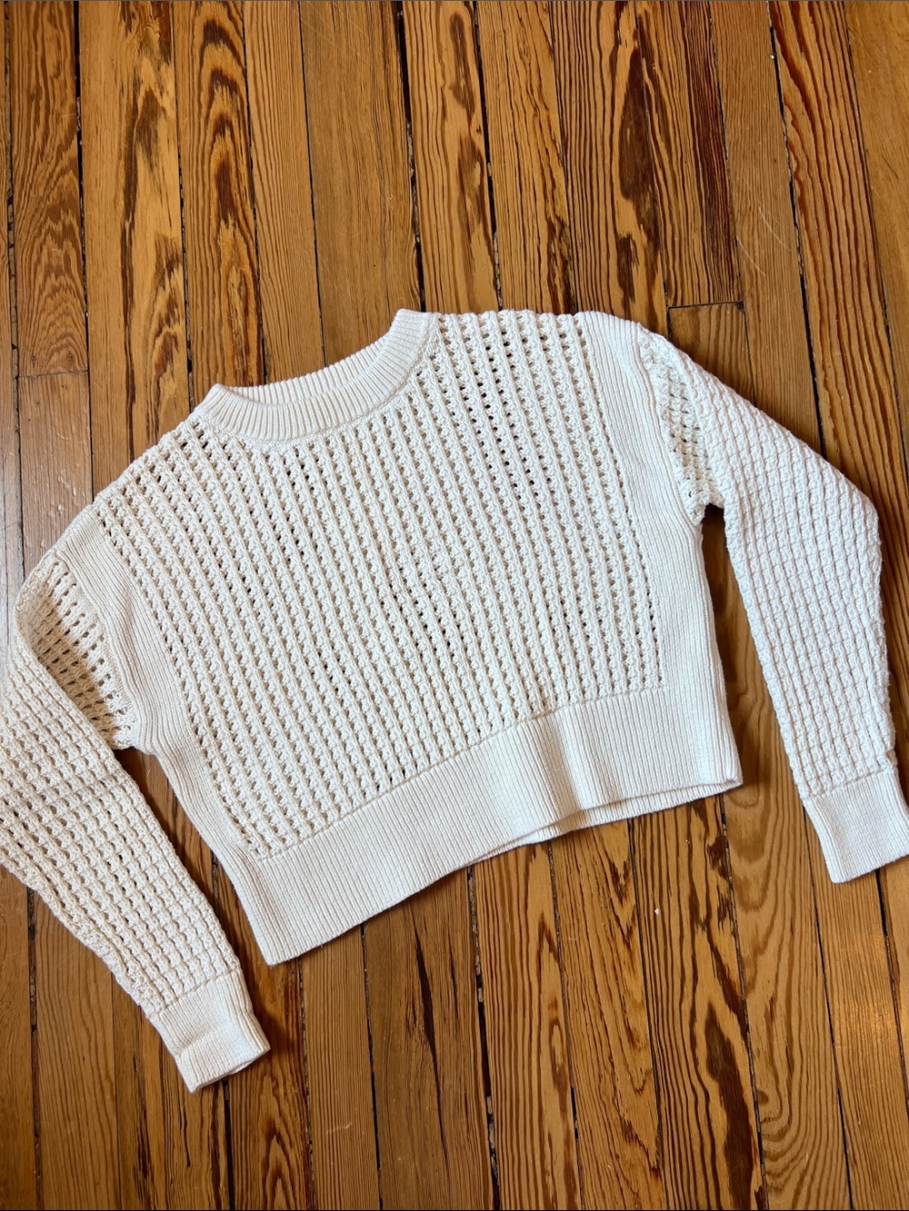 Old Navy Modern Openwork Cropped Crewneck Sweater